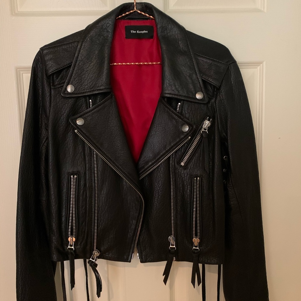The Kooples Lace-Up Lambskin Leather Jacket